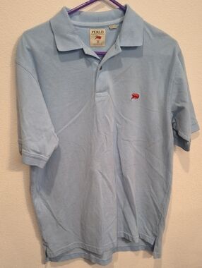 Perlis Men’s Light Blue Polo Shirt with Embroidered Crawfish Logo Medium